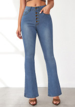 Spring Chic High Waist Slim Fit Flared Denim Pants