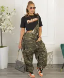 Women'S Camo Casual Cargo Loose Suspender Jumpsuit