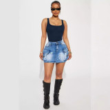 Women's Fashionable Stretch Cargo Denim Skirt