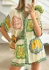 Summer Women loose printed shirt and shorts two-piece set