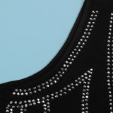 Women sexy beaded v-neck bodycon stretch dress