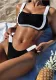 Women bikini black and white contrast sexy Strapless Two Pieces swimsuit