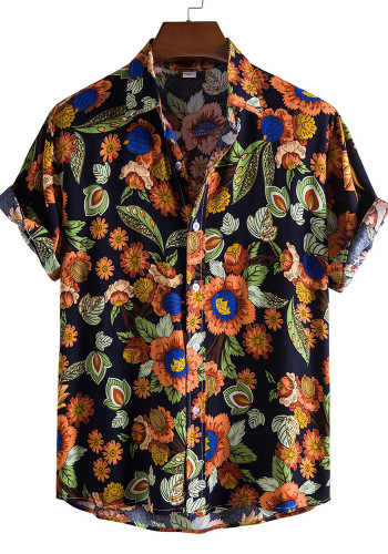 Men's Summer Floral Casual Short-sleeved shirt