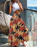 Summer Fashion High Waist Printed Women's Long Skirts