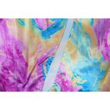 Fashion Women's Sexy Tie-Dye Printed Slash Shoulder High Slit Long Dress
