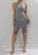 Fishnet Rhinestone Halter Neck Low Back Dresses
