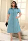 Plus Size Women's Turndown Collar Short Sleeve Button Fashion Denim Dress