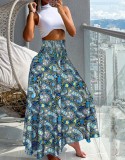 Summer Fashion High Waist Printed Women's Long Skirts