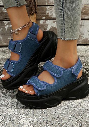 Plus Size Thick-Soled Sandals Denim Women's Shoes