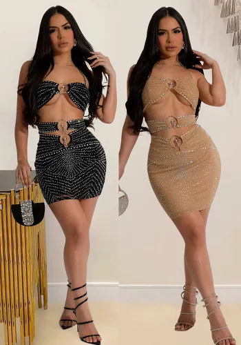 Women Beaded Suspender Short Skirt Dress