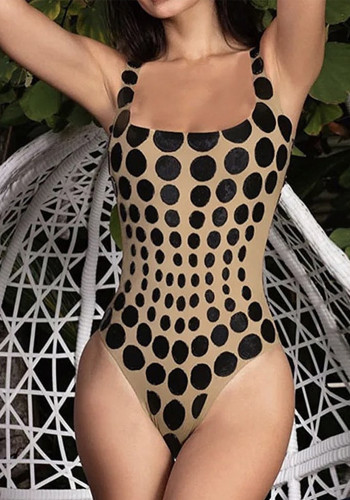 Women Sexy Polka Dot Print Strapless Backless Bodysuit