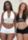 Women Summer Sexy Halter Neck Lace Crop Short Top Ultra Short Pants Two-piece Set