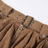 Fashion Low-Waist Metal Buckle Belt Irregular Ribbon Skirt