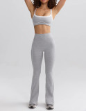 Seamed Tight Fitting Slim Fit Yoga Set Flared Running Tight Fitting Pants Breathable Quick Dry Yoga Tank Top Two Piece Set For Women