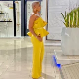 Strapless Ruffle Top Wide Leg Pants Elegant Two Piece Set