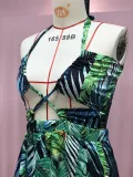Women's Fashionable Sexy Halter Lace-Up Print Long Dress