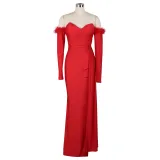Women's Slit Long Sleeves Evening Dress
