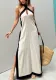 Summer Low Back Halter Neck Split Chic Linen Dress For Women