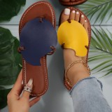 Color-Blocked Toe Slippers Women's Outdoor Wear Summer Style Casual Flat Sandals