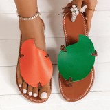 Color-Blocked Toe Slippers Women's Outdoor Wear Summer Style Casual Flat Sandals
