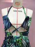 Women's Fashionable Sexy Halter Lace-Up Print Long Dress