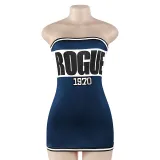 Summer Fashion Letter Print Strapless Sexy Short Slim-Fitting Dress