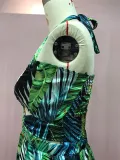 Women's Fashionable Sexy Halter Lace-Up Print Long Dress