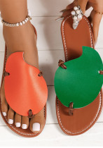 Color-Blocked Toe Slippers Women's Outdoor Wear Summer Style Casual Flat Sandals