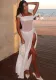 Women's Solid Color Sexy Mesh See Through Plit Long Dress