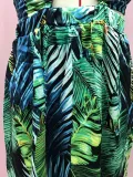 Women's Fashionable Sexy Halter Lace-Up Print Long Dress