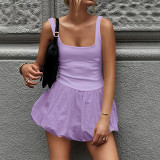 Women Summer Solid Sleeveless Dress