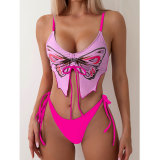 Women Bikini Butterfly Print Sexy Backless Two Pieces swimwear