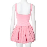 Women Summer Solid Sleeveless Dress