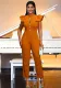 Women Style Cape Sleeve Half High Neck Sexy Hollow Formal Party Jumpsuit
