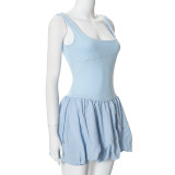 Women Summer Solid Sleeveless Dress