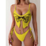 Women Bikini Butterfly Print Sexy Backless Two Pieces swimwear