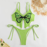 Women Bikini Butterfly Print Sexy Backless Two Pieces swimwear