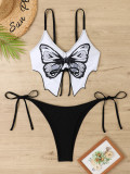 Women Bikini Butterfly Print Sexy Backless Two Pieces swimwear