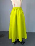 Women Summer Chic Round Neck Short Sleeve Top and Button Skirt Two-piece Set