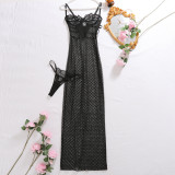 Summer Lingerie Sexy See Through Mesh Strap Fashion Long Dress For Women