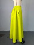 Women Summer Chic Round Neck Short Sleeve Top and Button Skirt Two-piece Set