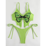 Women Bikini Butterfly Print Sexy Backless Two Pieces swimwear