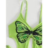 Women Bikini Butterfly Print Sexy Backless Two Pieces swimwear
