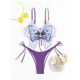 Women Bikini Butterfly Print Sexy Backless Two Pieces swimwear