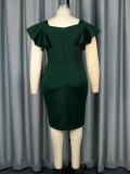 Women Chic Square Neck Bow Beaded Formal Party Dress
