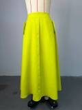 Women Summer Chic Round Neck Short Sleeve Top and Button Skirt Two-piece Set