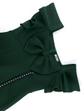 Women Chic Square Neck Bow Beaded Formal Party Dress