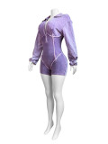 Women's Turndown Collar Deep V Tight Fitting Long Sleeve Jumpsuit