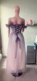 Purple Evening Dress Summer Women Off Shoulder Elegant Chic Long Cantata Dress（Processing time need 3-6 days）