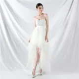 Bridesmaid Strapless Sequin Mesh Patchwork Mesh Formal Party Evening Dress Bride Wedding Gown